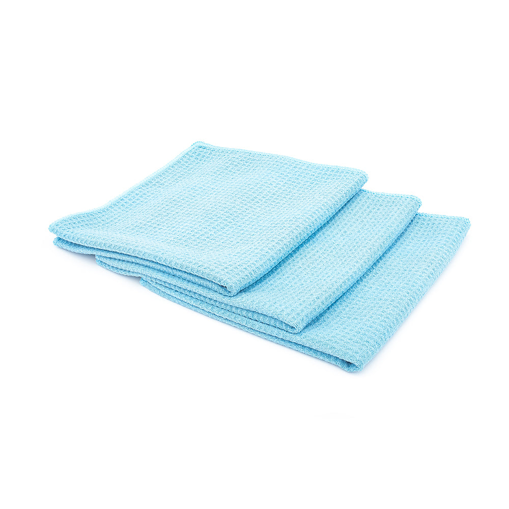 Waffle-weave towel light blue