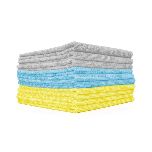 Edgeless 300 Microfiber Towels Light Grey, Yellow & Light Blue