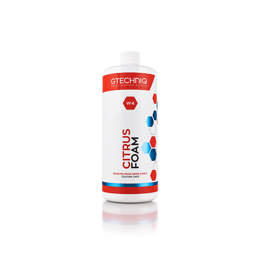 Gtechniq W4 Citrus Foam pre-wash snow foam cleaner on car exterior